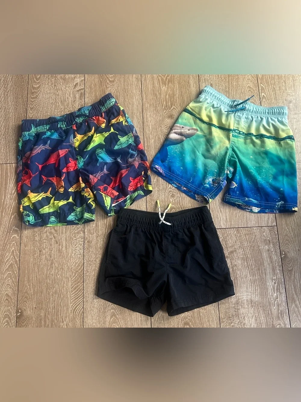 Kids bundle Swim Shorts - Black, Blue & Multicolor Shark and Ocean Prints